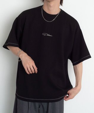 WEGO 【機能T】カラーステッチワンポイントT（SS） ブラック