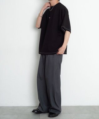 WEGO 【機能T】カラーステッチワンポイントT（SS） ブラック