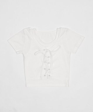 WEGO ヴィンテージライクレースアップT ホワイト