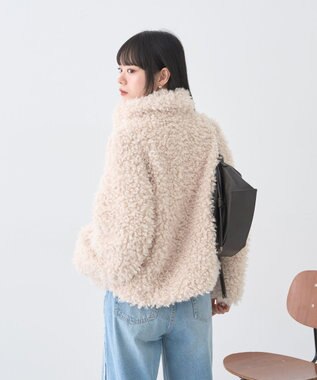 earth music&ecology プードルファーショートブルゾン Cream