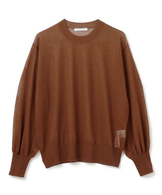 BEIGE， 【洗える】CADDO / シアーウールクルーネックトップス Brown