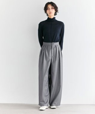 #Newans 【洗濯機可/しわになりにくい】ベリーワイドパンツ チャコール