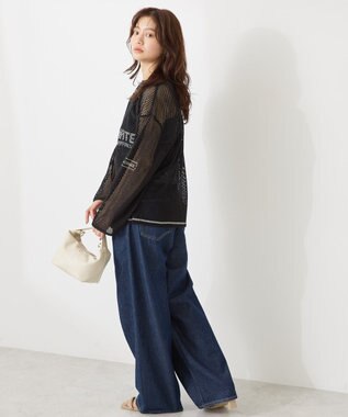 AMERICAN HOLIC 【WEB限定】ランダムロゴメッシュロングTシャツ/チュニック Black