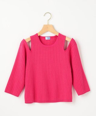 組曲 L 【組曲×setsuko sagittaire】カッティングニット トップス ビビットピンク系