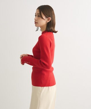 Green Parks もちやわ　袖口釦リブニットプルオーバー Red