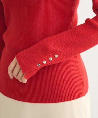 Green Parks もちやわ　袖口釦リブニットプルオーバー Red