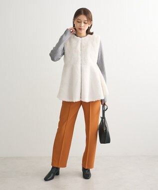 Green Parks もちやわ　袖口釦リブニットプルオーバー Gray