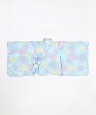 ANY KIDS 【簡単着付け】2WAY セパレート浴衣セット サックスブルー×花火