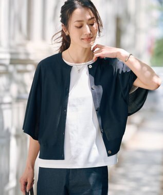 【洗える・抗菌防臭】COTTON ACETATE DRY バタフライスリーブ カーディガン