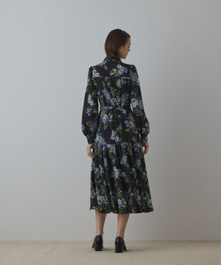 GRACE CONTINENTAL ブーケフラワープリントワンピース ブラック