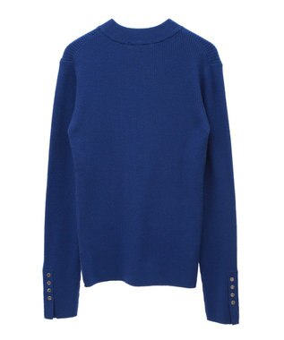 Green Parks もちやわ　袖口釦リブニットプルオーバー Blue