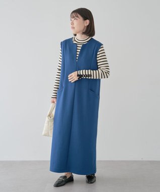 Green Parks もちやわ　袖口釦リブニットプルオーバー Border