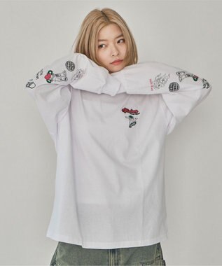WEGO 【ユニセックス着用ITEM】別注VISIONグラフィックスリーブプリントT（LS） ホワイト