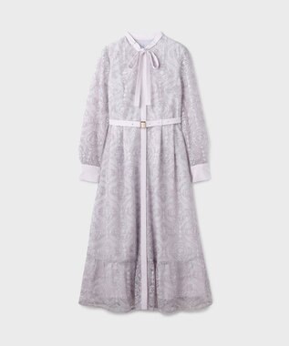 GRACE CONTINENTAL オーナメント刺繍フレアワンピース ラベンダー