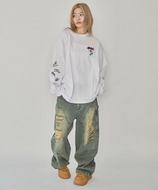 WEGO 【ユニセックス着用ITEM】別注VISIONグラフィックスリーブプリントT（LS） ホワイト