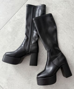 WEGO ストレッチヒールロングブーツ ブラック