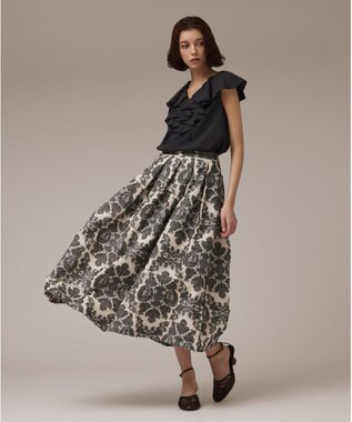 GRACE CONTINENTAL ダマスクジャガードタックスカート キナリ