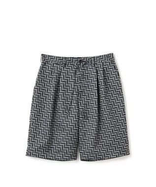 【HIGH GRADE LINE】カスリシェブロンジャガード　ドロスト付ワイドショートパンツ / WAVE 2TUCK SHORTS