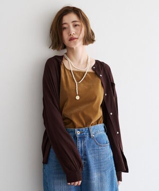 YECCA VECCA ドライタッチシアーバンドカラーシャツ