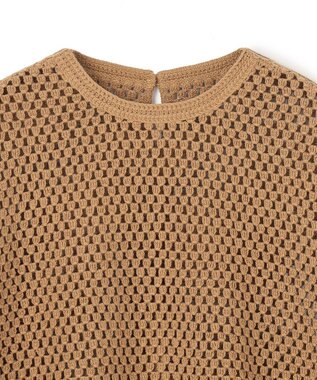 UNFILO クロシェレースニット ハーフスリーブ プルオーバー キャメル