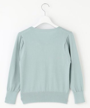 Feroux リボンパール七分袖 カーディガン ライトグリーン系