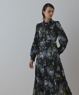 GRACE CONTINENTAL ブーケフラワープリントワンピース ブラック