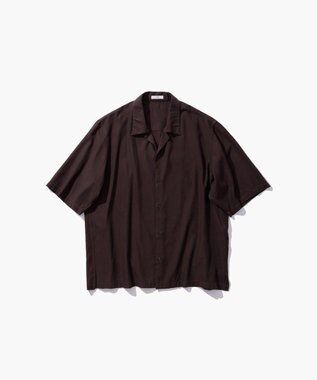 ATON COTTON SILK VIERA | オープンカラーハーフスリーブシャツ - UNSEX DARK BROWN