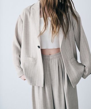 uncrave リネンライクツイル ジャケット フラックスストライプ