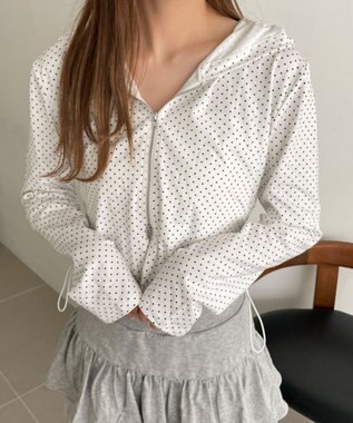 WEGO 柄Wジップパーカー ホワイト