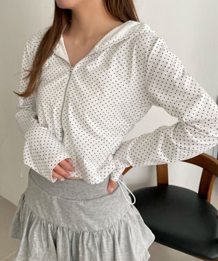 WEGO 柄Wジップパーカー ホワイト