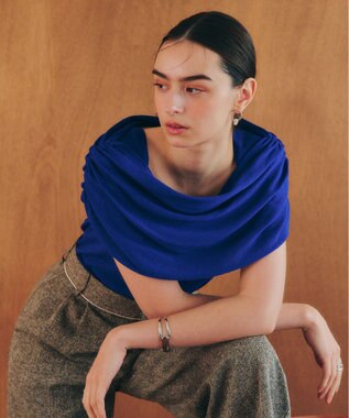 YECCA VECCA シャーリングオフショルニット Blue