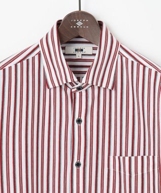 JOSEPH ABBOUD 【キングサイズ・ストレッチ・イージーケア】ジャージーストライプシャツ ワイン系1