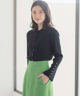 組曲 L 【WEB限定】ミニブークレー襟付きニットポロ ブラック系