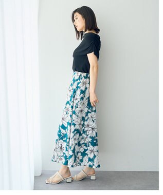 YECCA VECCA シャーリングオフショルニット Black