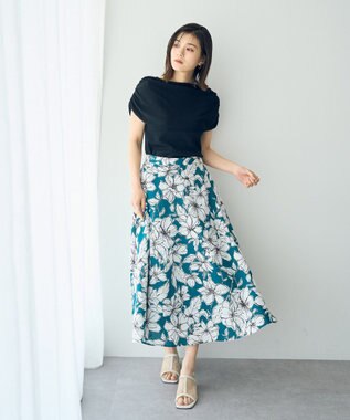 YECCA VECCA シャーリングオフショルニット Black