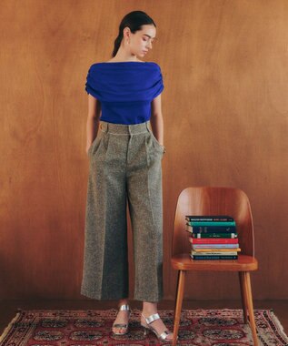 YECCA VECCA シャーリングオフショルニット Blue