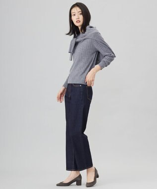 J.PRESS LADIES S 【洗える】BASIC STRETCH DENIM ボーイフィット パンツ ネイビー系