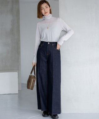 23区 L 【洗える】チュールフライス シアーハイネック カットソー ベージュ系