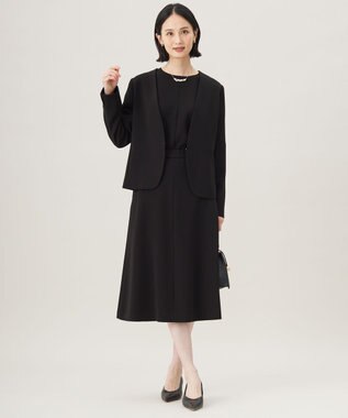 自由区 L 【19号サイズまで展開・セットアップ対応】トリアセダブルクロスフレア スカート ブラック