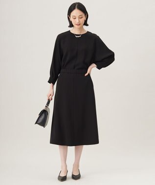 自由区 L 【19号サイズまで展開・セットアップ対応】トリアセダブルクロスフレア スカート ブラック