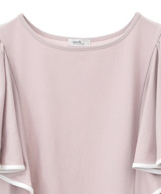 earth music&ecology 【接触冷感/洗濯機可】パイピングフレアスリーブカットソー Pink Beige
