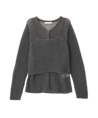 AMERICAN HOLIC 甘編みキャミカーディガンセット Charcoal Gray