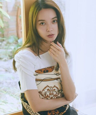 earth music&ecology アシメネックリブニットプルオーバー Off White