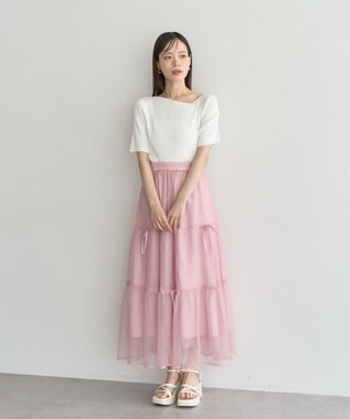 earth music&ecology アシメネックリブニットプルオーバー Off White