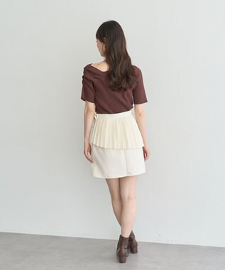 earth music&ecology アシメネックリブニットプルオーバー Brown