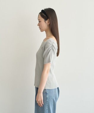 earth music&ecology アシメネックリブニットプルオーバー Gray Mixture