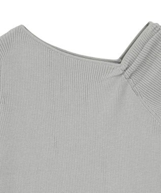 earth music&ecology アシメネックリブニットプルオーバー Gray Mixture