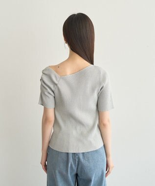 earth music&ecology アシメネックリブニットプルオーバー Gray Mixture
