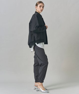 ICB 【洗える】 マットサテン MA-1ブルゾン ブラック系