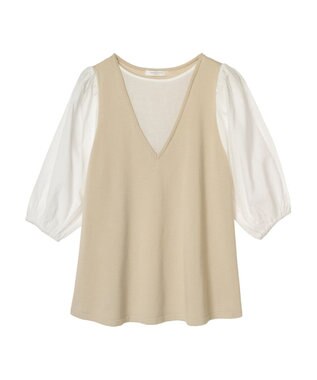 Green Parks ベスト風ドッキングニットプルオーバー Light Beige